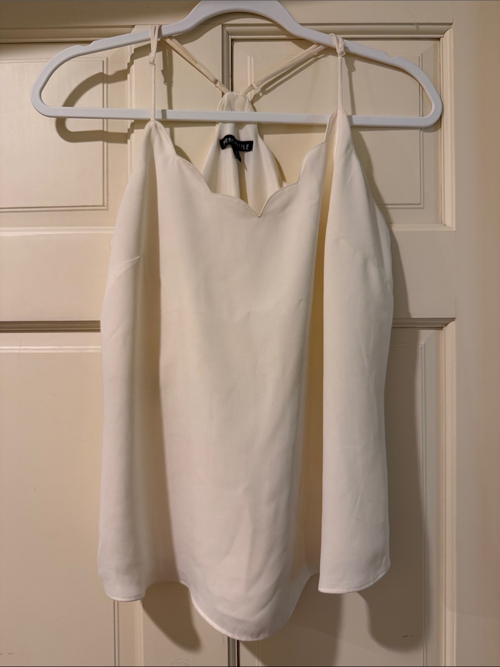 J. Crew Cream Scallop Halter Tank Top
